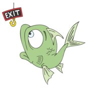 Green fish exit sign