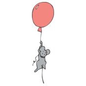 Mouse hanging from balloon