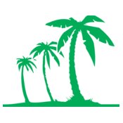 3 gree palm trees