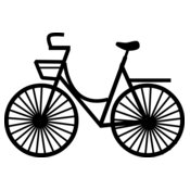 Bike with basket black line art